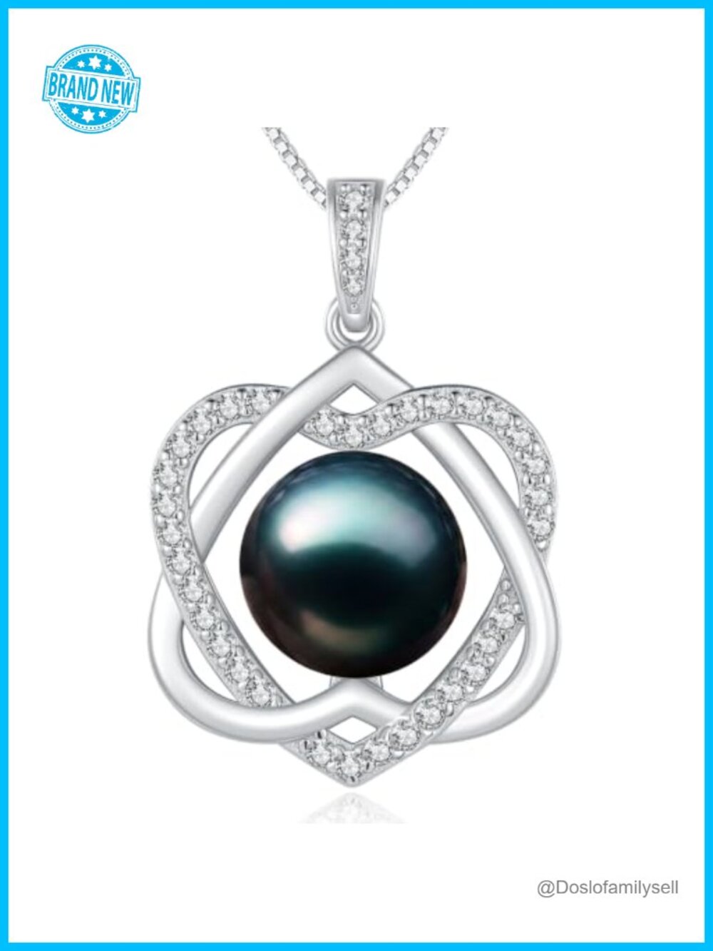 10-11mm AAAA+ Freshwater Pearl Infinity Heart Pendant Necklace 18K White Gold